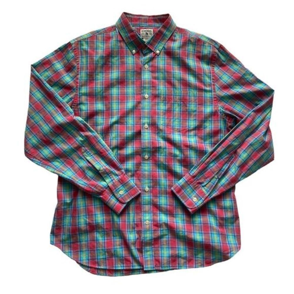 Bonobos Plaid Standard Fit Golf Button Long Sleeve Shirt Size Large‎